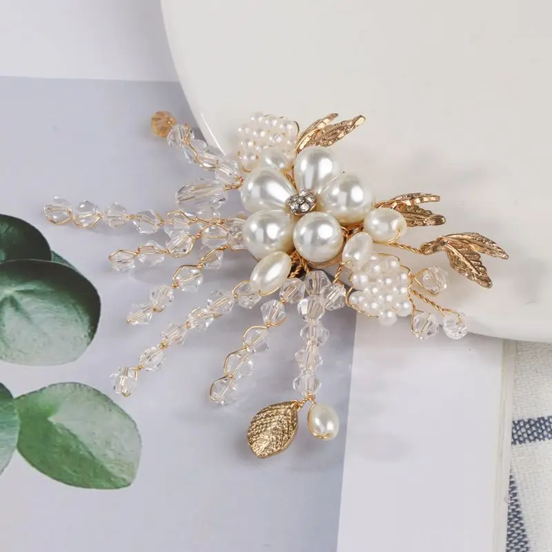

J2FF Shoe Clip Crystal Pearls High Heel Decoration Beads Floral Charms DIY Shoes Women Lady Elegant Fashion Buckle Removable