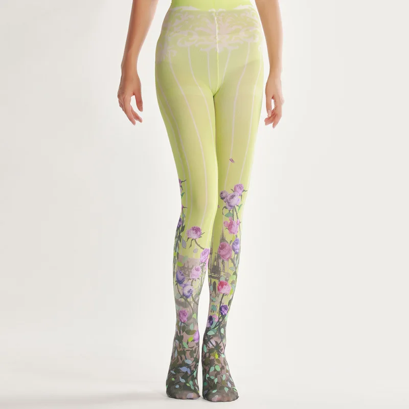 

Floral Print Pantyhose Cheap Stuff With Free Shipping One Size Legging Transparent Colorful Socks Lot