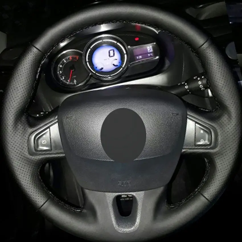 DIY ручной работы черный натуральная кожа чехол рулевого колеса автомобиля для