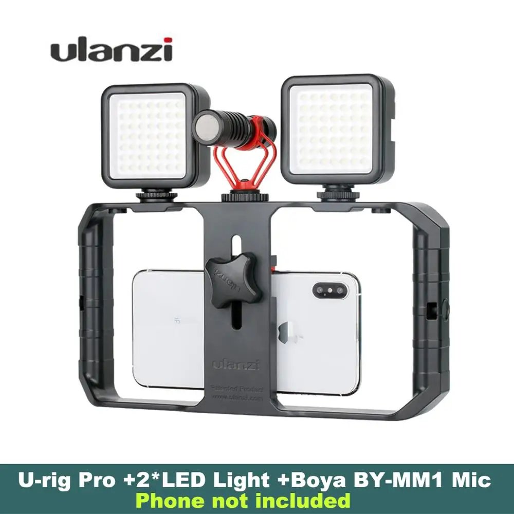 Ulanzi U-Rig Pro смартфон видео Риг мобильный Vlogging Filmmaking стабилизатор с 1/4 винтом Холодный башмак крепление для iPhone Xiaomi - Цвет: whole kit no phone