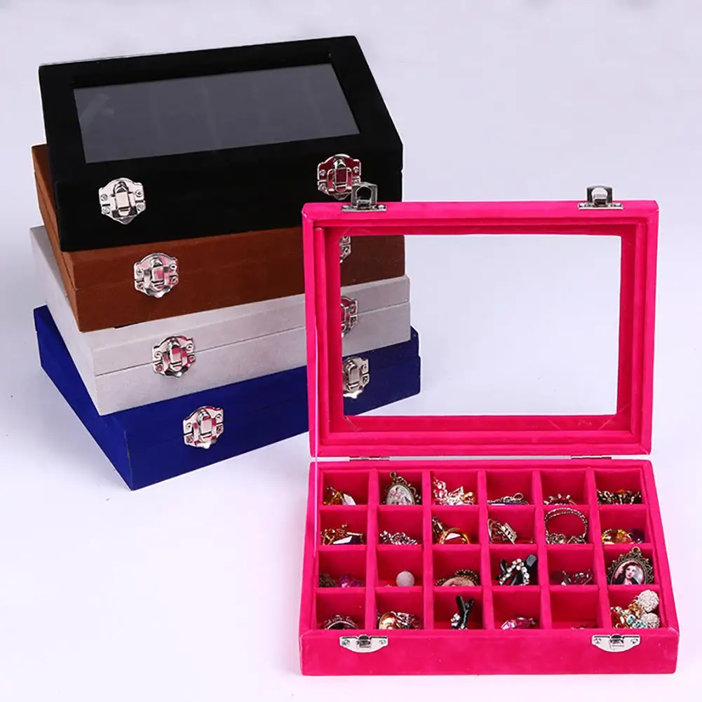 

Velvet Portable Jewelry Organizer Display Earring Ring Storage Tray Box Case New