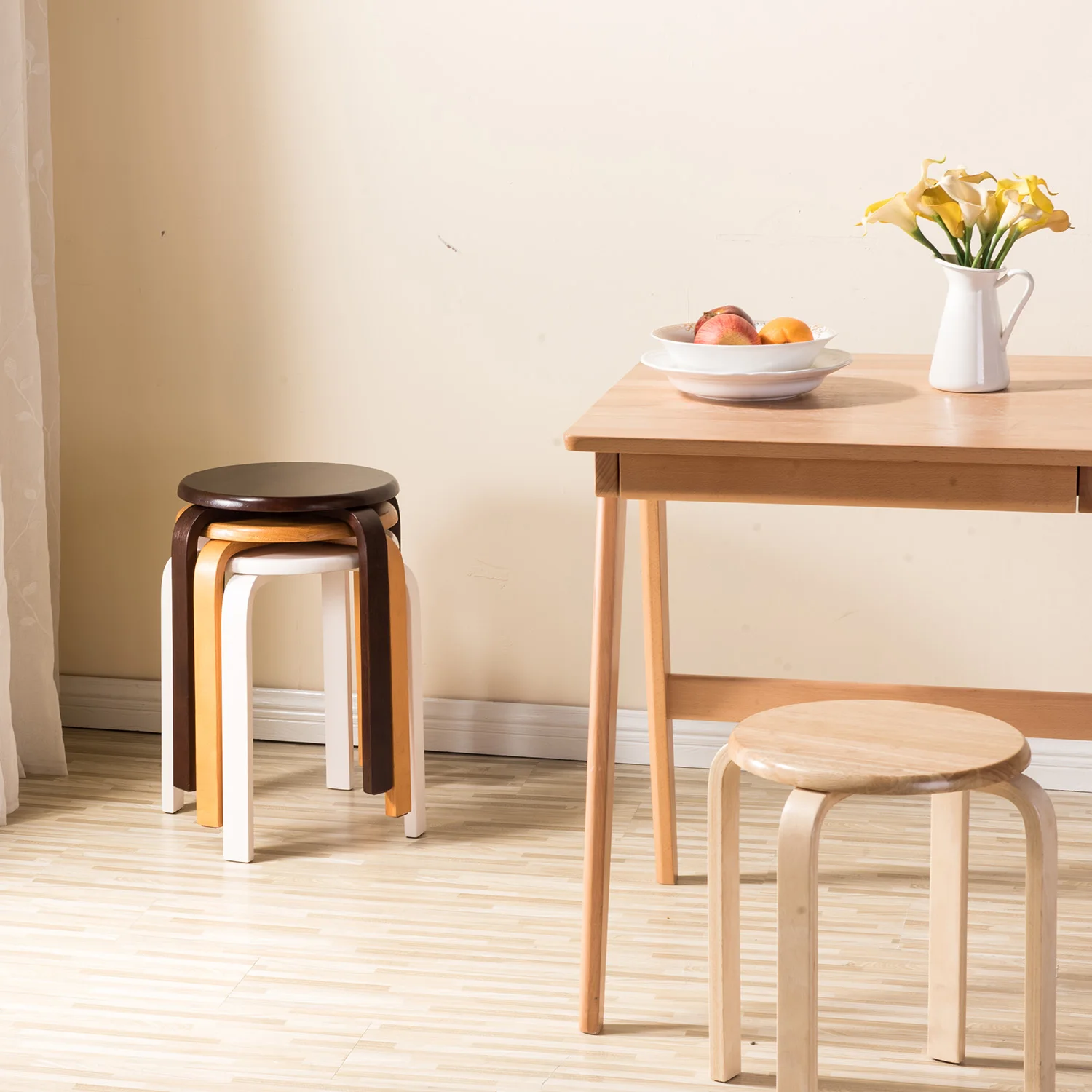 Деревянный стул из массива дерева круглый обеденный стол домашний небольшой для