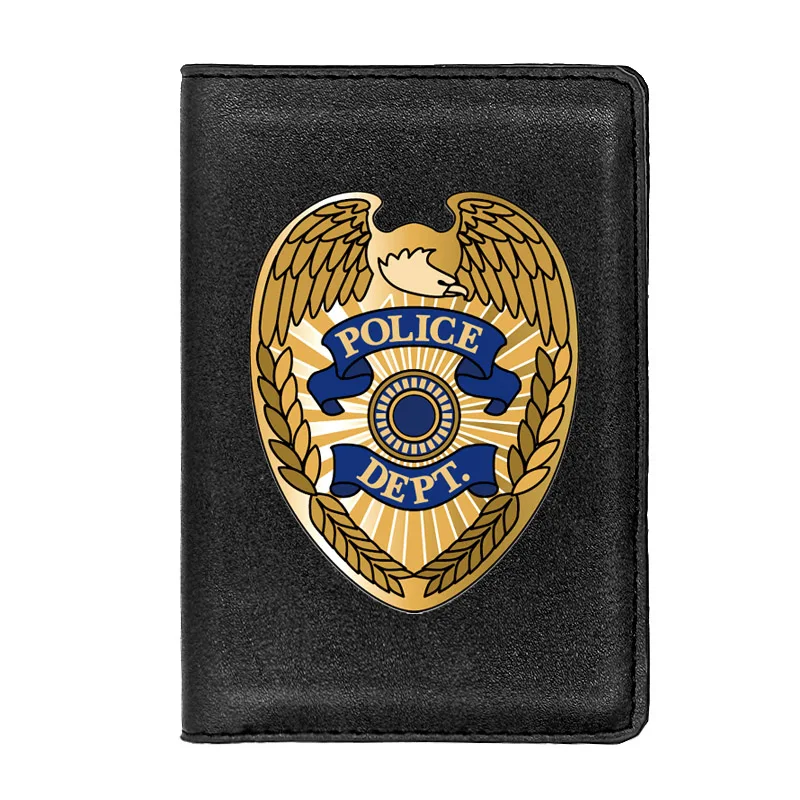 

Classic Police Dept. Badge Passport Cover Men Women Leather Slim ID Card Travel Holder Pocket Wallet Purse Money Case