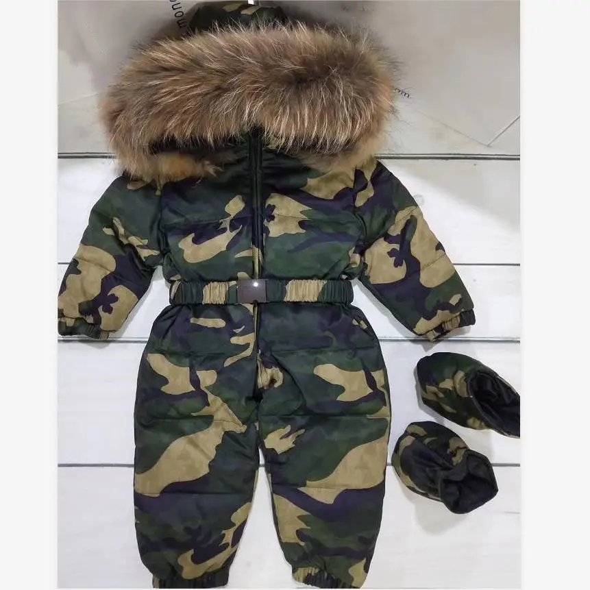 Детский Зимний пуховик с камуфляжным принтом на возраст до 30 градусов|Пальто и