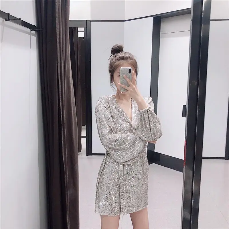 Женское платье с длинными рукавами элегантные вечерние платья блестками