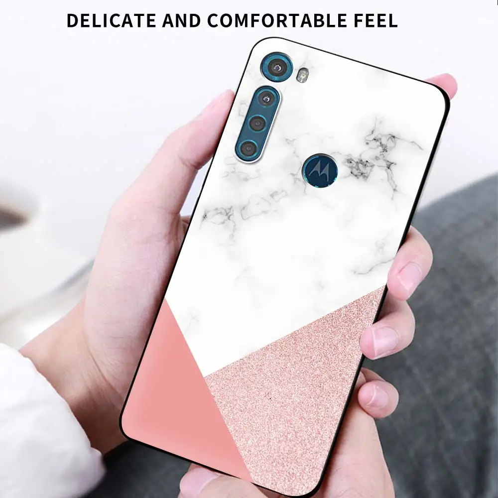 

Back Case for Motorola One Fusion G9 Play G8 Power Edge Plus E6s G Stylus Soft Funda Phone Shell Rose Pink Patern