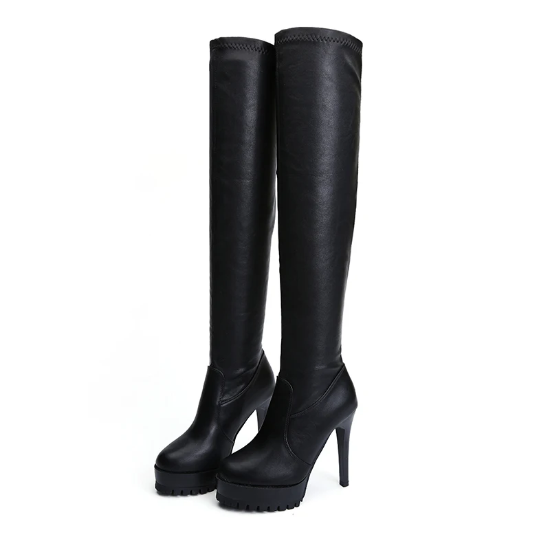 

Leather over the knee high boots 2021 autumn and winter new lace high boots thin heel high heel riding boots