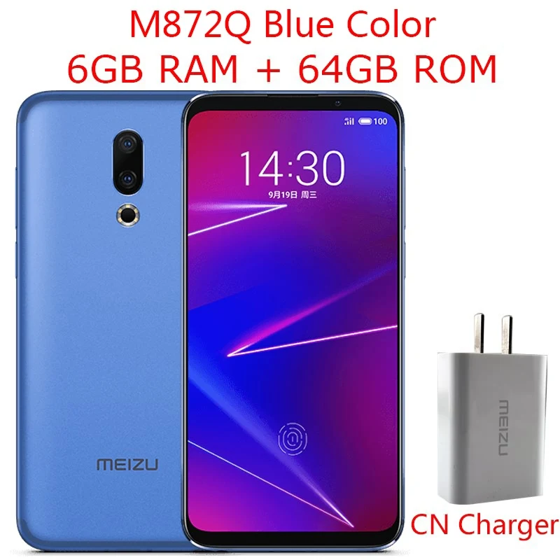 Meizu 16, 4G LTE, 6 ГБ, 64 ГБ, мобильный телефон Snapdragon 710, четыре ядра, 6,0 дюймов, 2160x1080 P, FHD, ips, полный экран, двойная камера заднего вида - Цвет: CN Blue 6G 64G