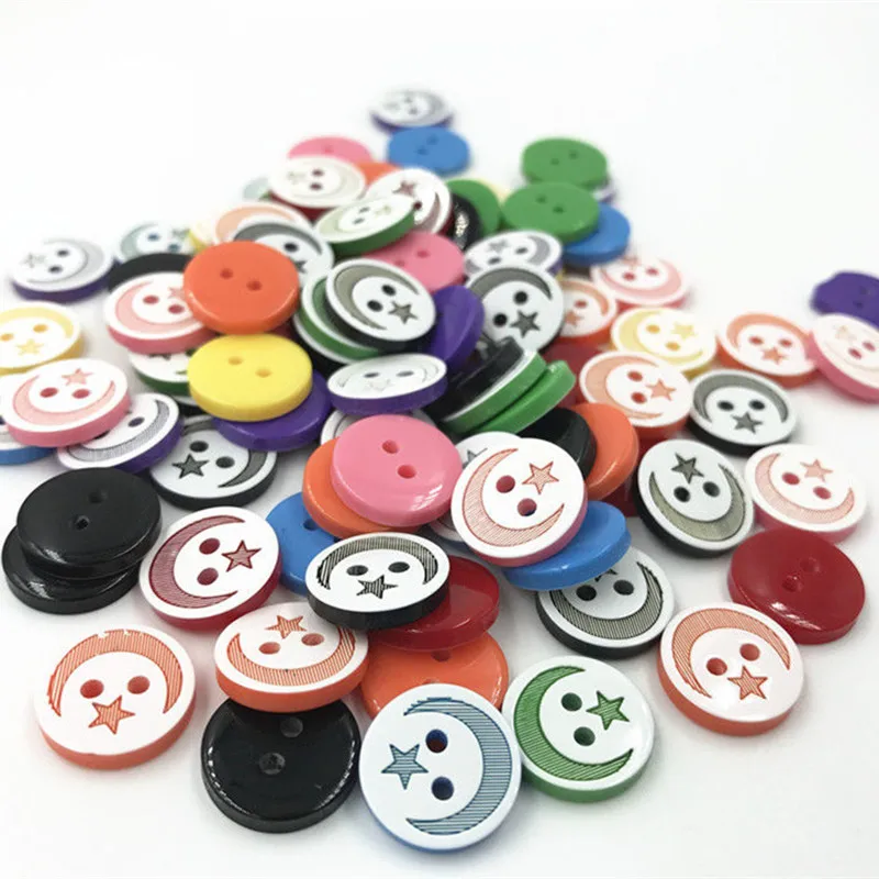 DIY 200 шт. полимерные пуговицы рисунок звезды луны разноцветные для шитья