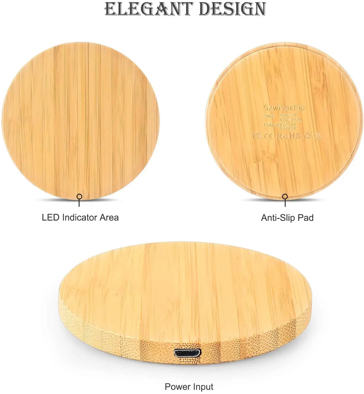 

Wireless Charger 15W 10W 5W Bamboo Wood Fast Charging Pad for Samsung Galaxy iPhone 13 12 Pro Max mini 11 8 7 XR XS AirPods