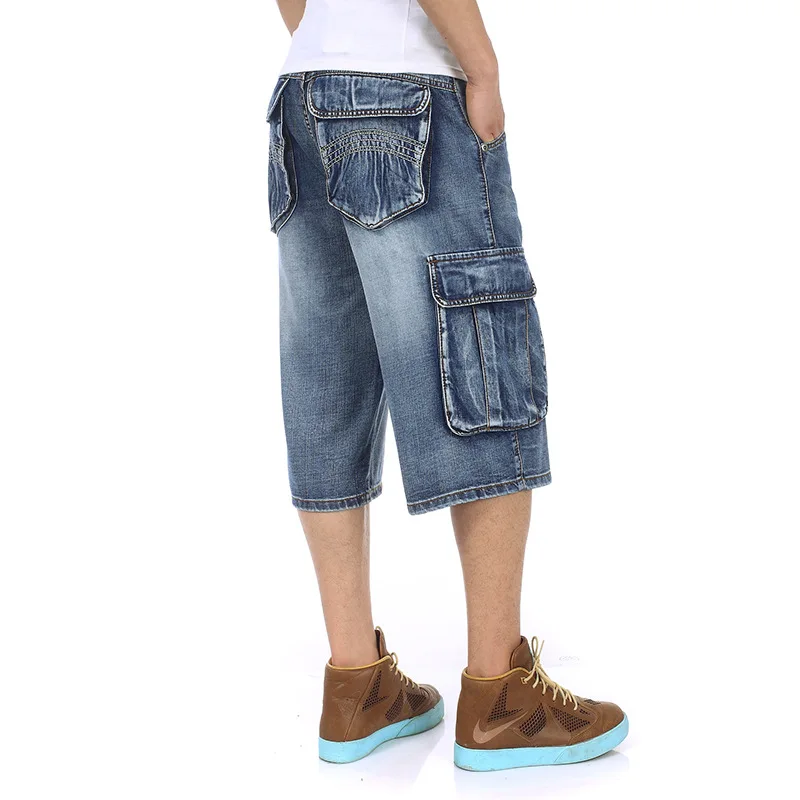 Джинсовые шорты, летние модные мужские синие джинсовые шорты с несколькими карманами, уличная одежда, свободные джинсовые шорты большого р... от AliExpress RU&CIS NEW