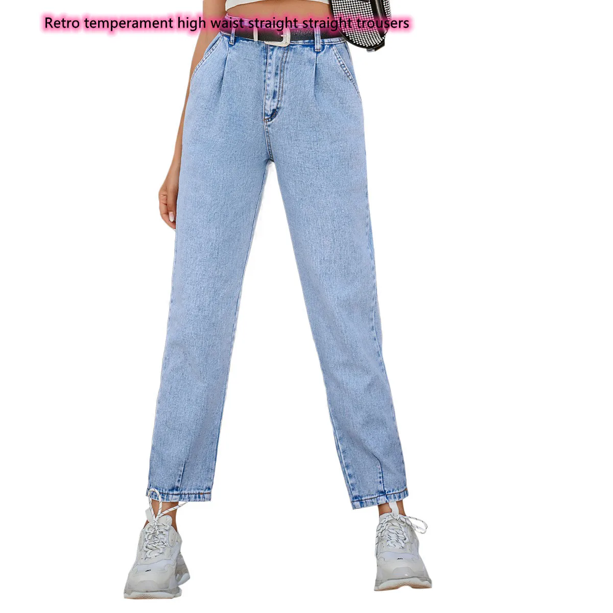 

Женские прямые джинсы в стиле ретро, прямые брюки с завышенной талией