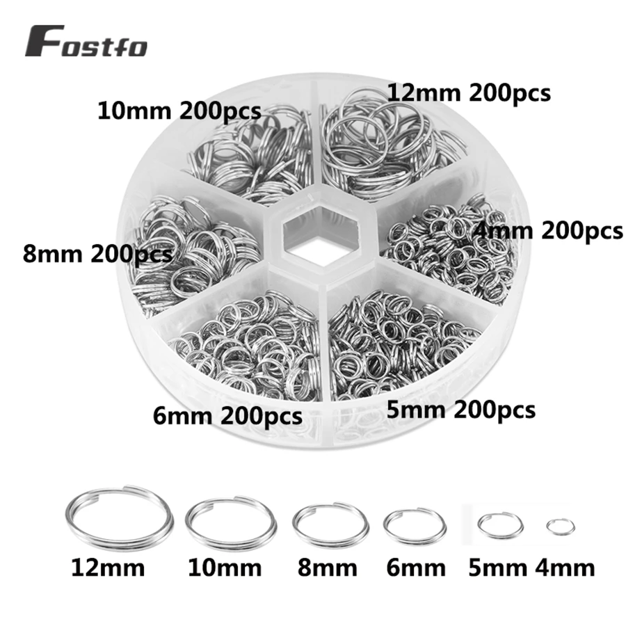 White K Fostfo 1 коробка двойные петли прыгать Rring 4/5/6/8/10/12 мм круглые открытые кольца для ключей брелок браслет ожерелье кольцо для изготовления ювелирных изделий - Цвет: White K