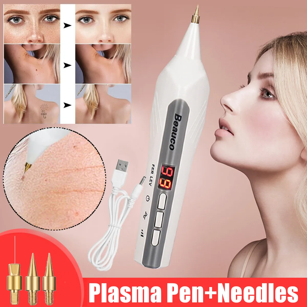 Fibroblast плазменная ручка для лица, для подтяжки век, для удаления морщин, для удаления пятен, Plasmapen, для подтяжки кожи, Usb, 4 файла, регулируемая, новинка