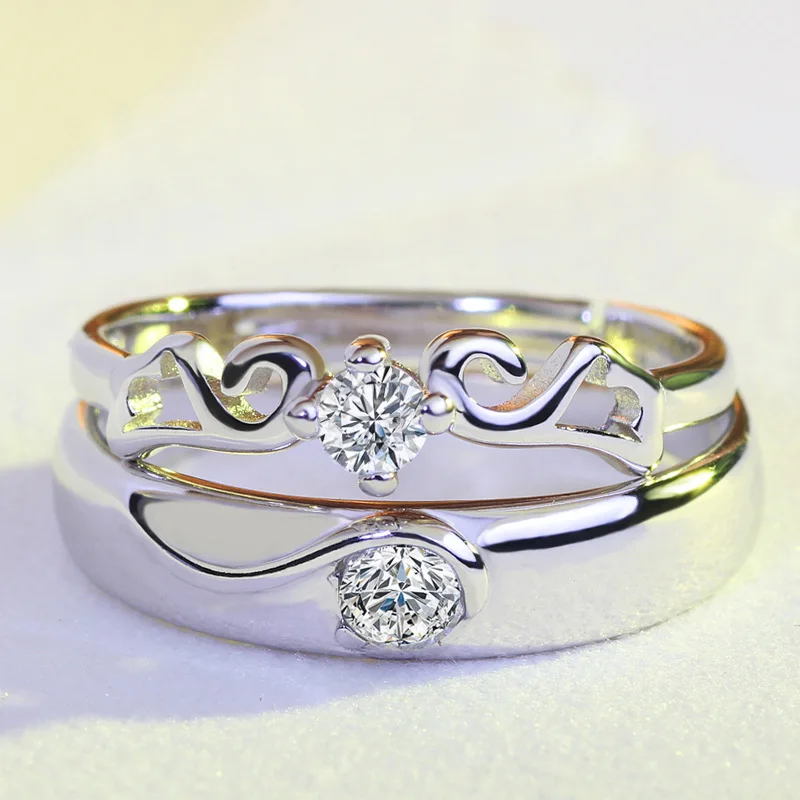 2 шт Роскошные серебряные ювелирные изделия Свадебные Кольца для женщин/мужчин