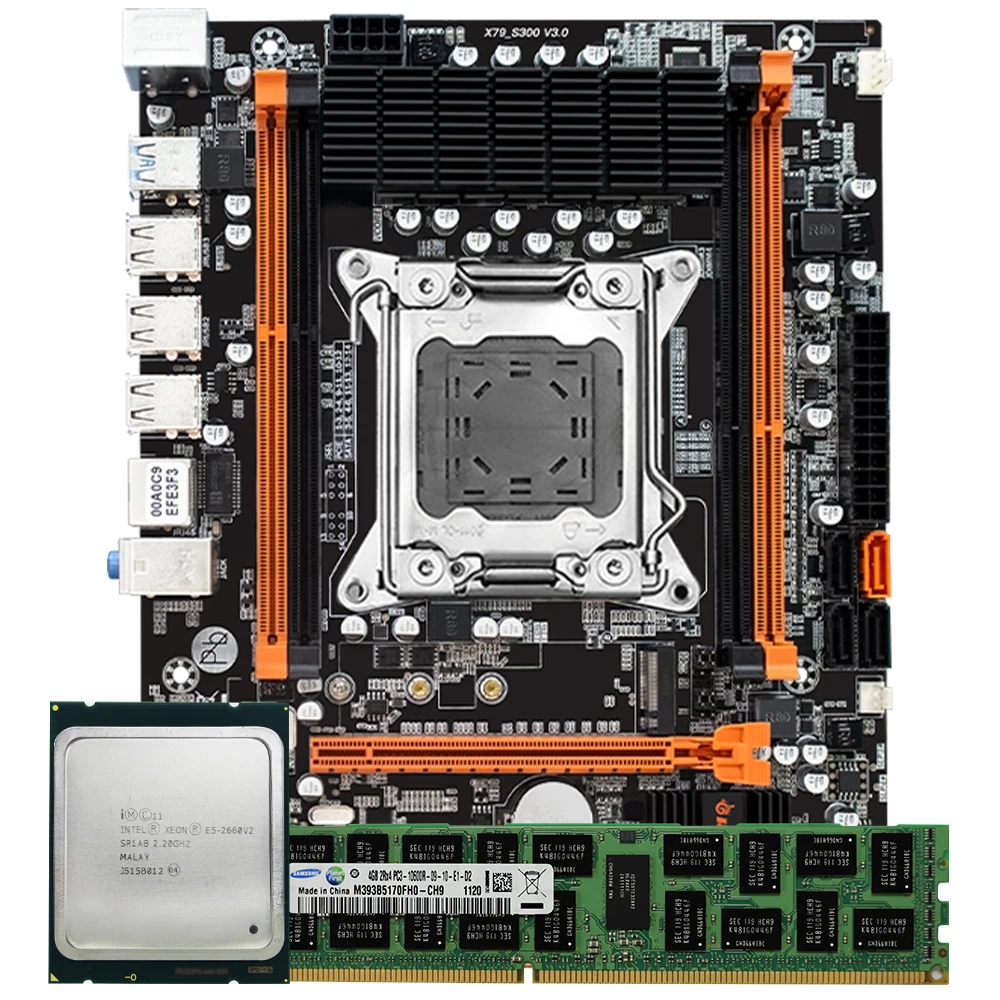 Bestellen X79 X79-S300 Motherboard LGA2011 E5 2660V2 CPU 1 Stücke X 4GB = 4GB DDR3 1333Mhz 10600 ECC REG Speicher Set M-ATX Combos M.2 SSD