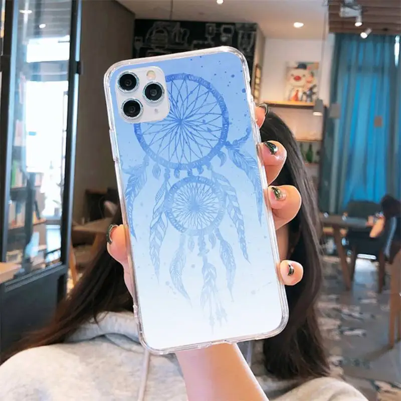 

Dream Catcher Good Luck Feather Phone Case Transparent soft For iphone 5 6 7 8 11 12 s c se plus mini x xs xr pro max cover