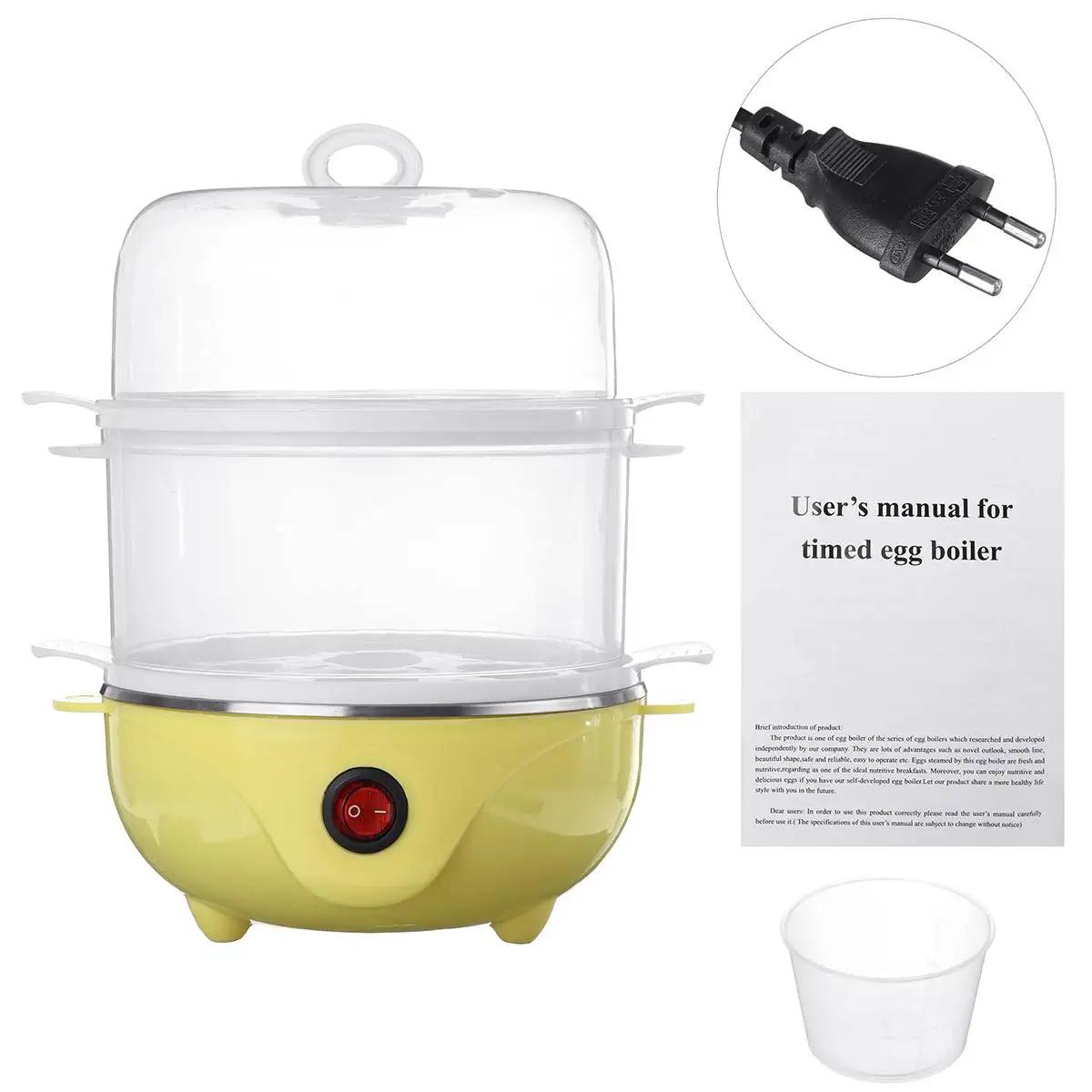 

350W 220V Multifunctional Electric Boilers 2-Layer Fast Egg Cooker Steamer Egg Poacher Boiler 14 Egg Capacity Removable Tray