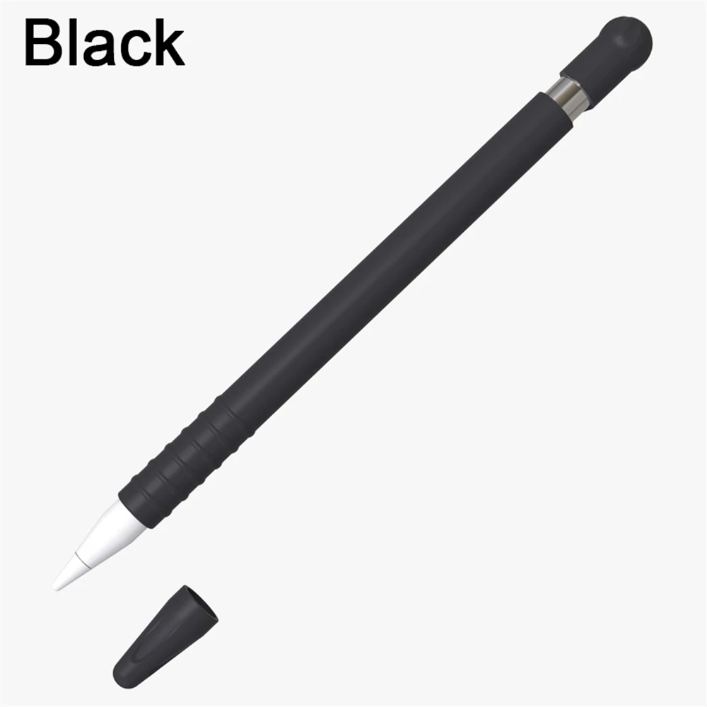 black Мягкий силиконовый чехол с наконечником, чехол с наконечником, держатель кабеля, адаптер, соединительный ремень, не теряется, для Apple Pencil 1 iPad Pro - Цвета: black