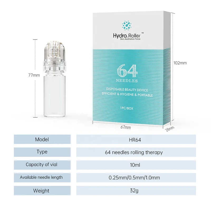 

64 Mini Titanium Needle Hyaluronic Acid Skin Care Anti-wrinkle Acne Reducing Pore Tightening and Whitening