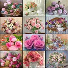 Алмазная вышивка Цветы Стразы, картина из страз сделай сам, ваза с цветами, мозаика для вышивки крестиком, домашний декор, уникальный подарок