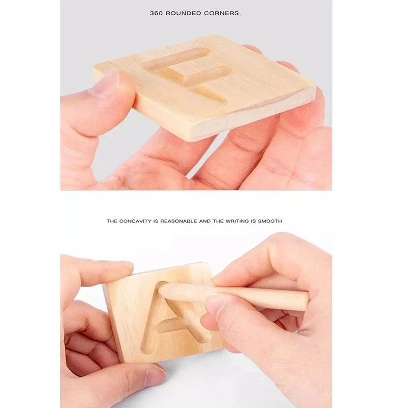 

Early Educational Toys Wooden Grooved Calligraphy Board English Alphabet Practice Learning Toy for Kids