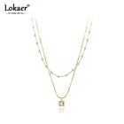 Женское Ожерелье-чокер Lokaer, ожерелье из титановой нержавеющей стали в богемном стиле, цепочка с фианитами и кристаллами и жемчугом, оригинальный дизайн, N21038