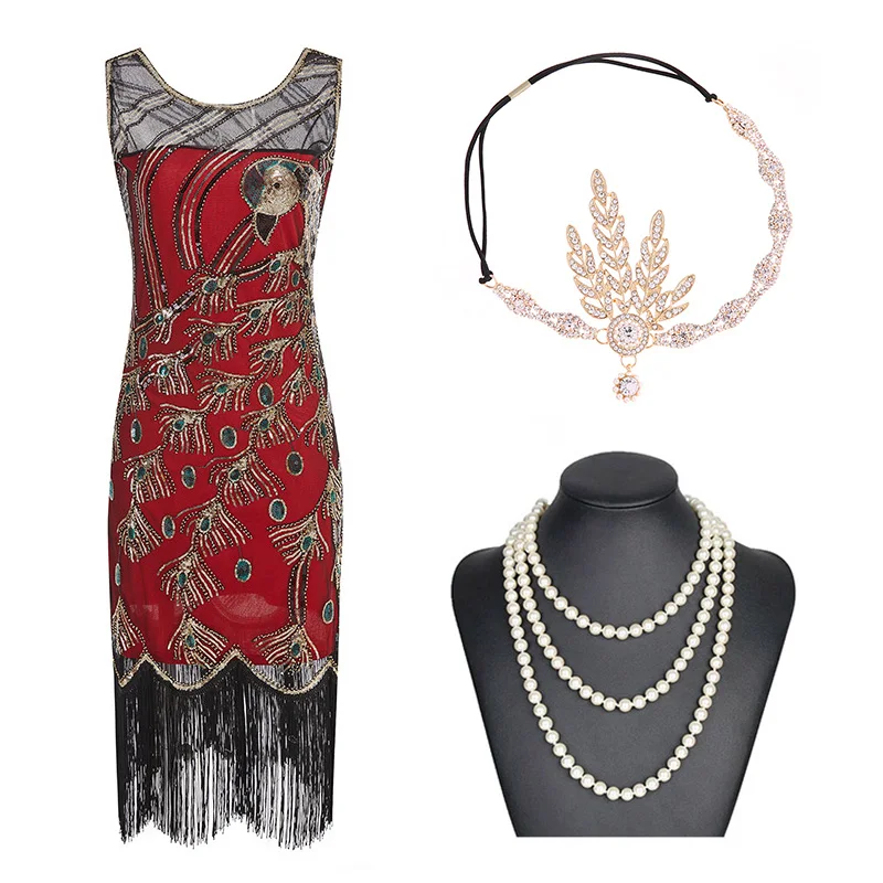 

1920s Great Gatsby Flapper Dress Party Evening Sequins Beaded Fringe Women 20sFlapper Vestidos Dresses Gown Robe Gatsby