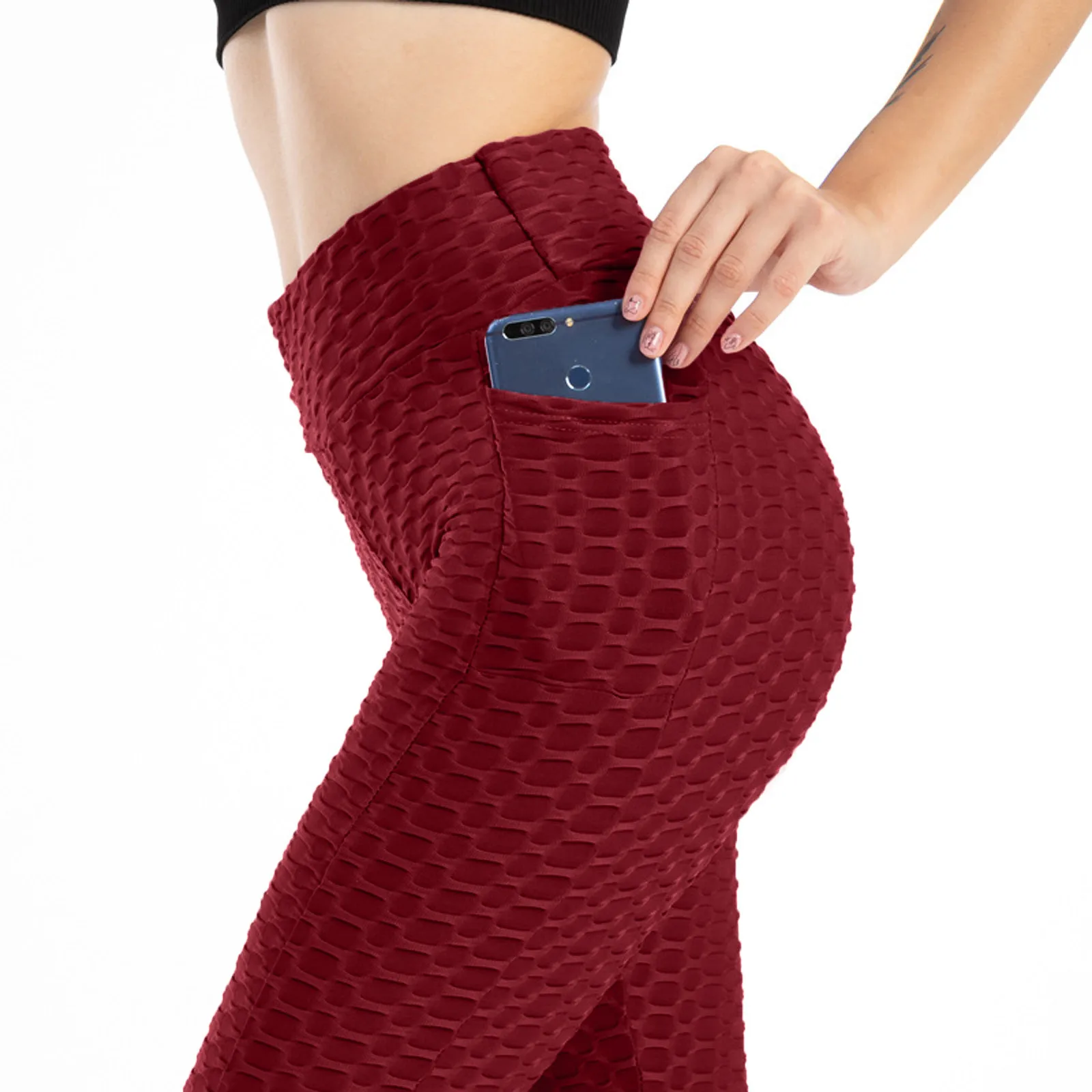 

Solid Color Sexy Butt Lift Leggings Women Fashionable Pocket Yoga Pants High Elastic Hip Lifting Slim And Sweat Pant Fitness
