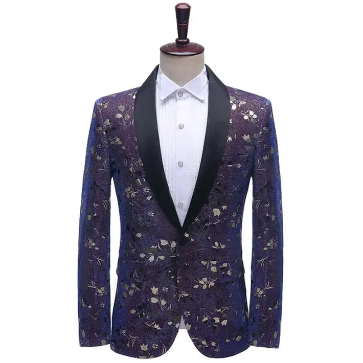 Blazer men suits pattern shiny color jacket mens stage costumes for singers fashion clothes dance star style dress