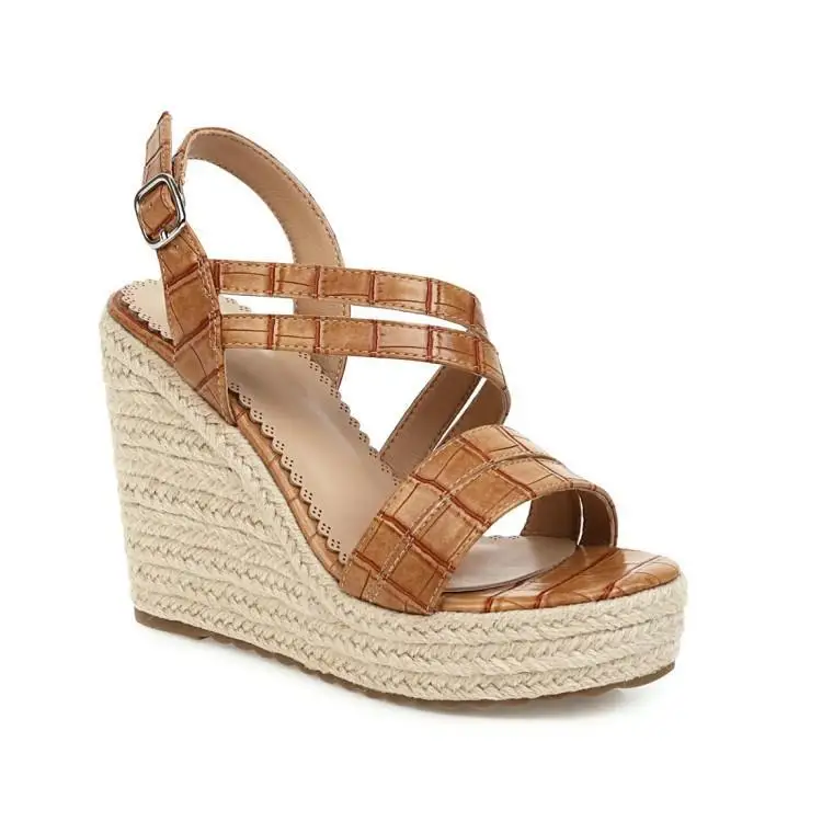 

Korean new summer open toe sandals women's super high heel large waterproof platform slope heel set foot women's shoes