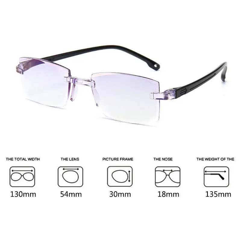 Бескаркасные очки для чтения с алмазной обрезкой анти-синий светильник + 1 0 5 2 3 4