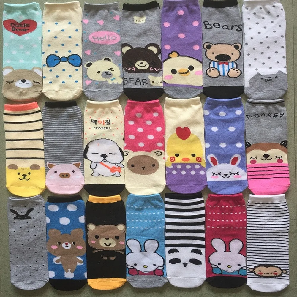 REFJJ женские носки забавные милые Мультяшные фрукты медвежонок щенок обезьяна