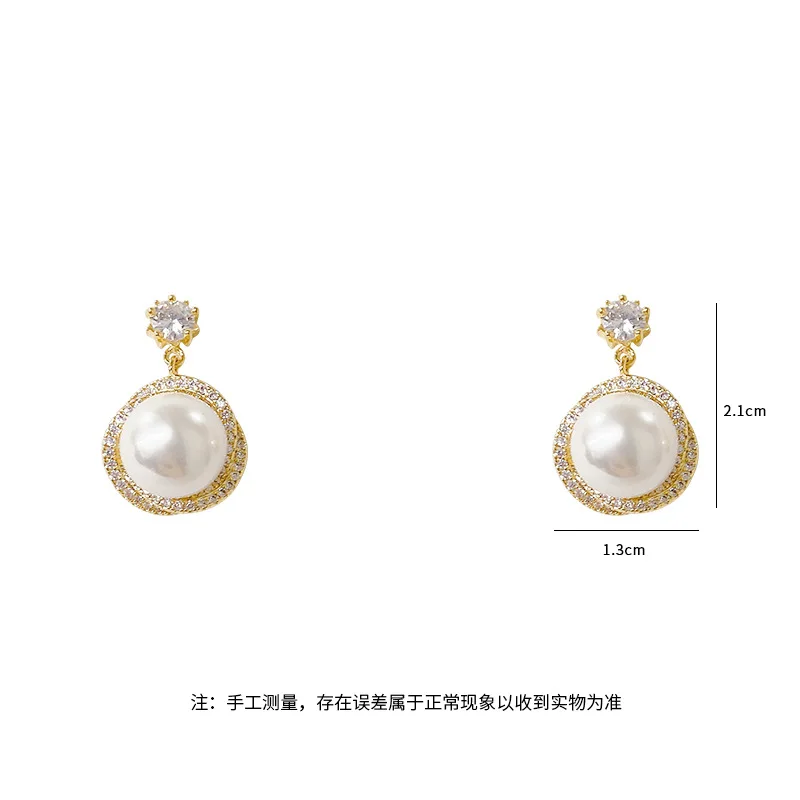 

Korean Trendy Zircon Pearl Drop Earrings For Women High-End Atmosphere Temperament Wedding Engagement Fashion Jewelry Gifts
