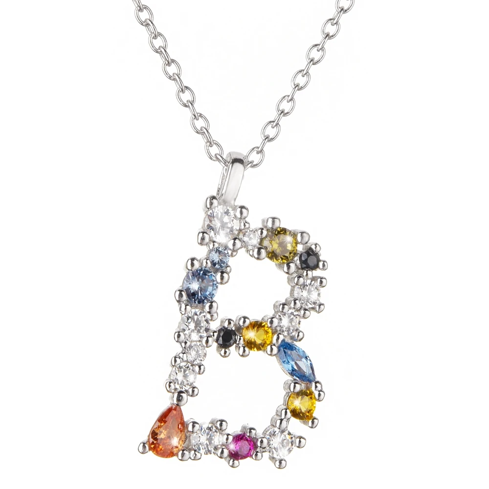 Silver B Altruist 925 пробы серебро I Am Initial C P кулон Nekclace Красочный Кристалл Мини-проба Длинная цепочка регулируемое ожерелье ювелирные изделия - Окраска металла: Silver B