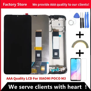 6 53 original lcd for xiaomi poco m3 lcd with frame display fhd screen for poco m3 display lcd screen 10 touch m2010j19ctcg free global shipping
