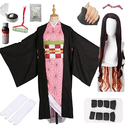 package F Лидер продаж; Новинка; аниме «Demon Slayer: Kimetsu no Yaiba»; Косплей; Kamado Nezuko; женская японская одежда; костюм для косплея - Цвет: package F