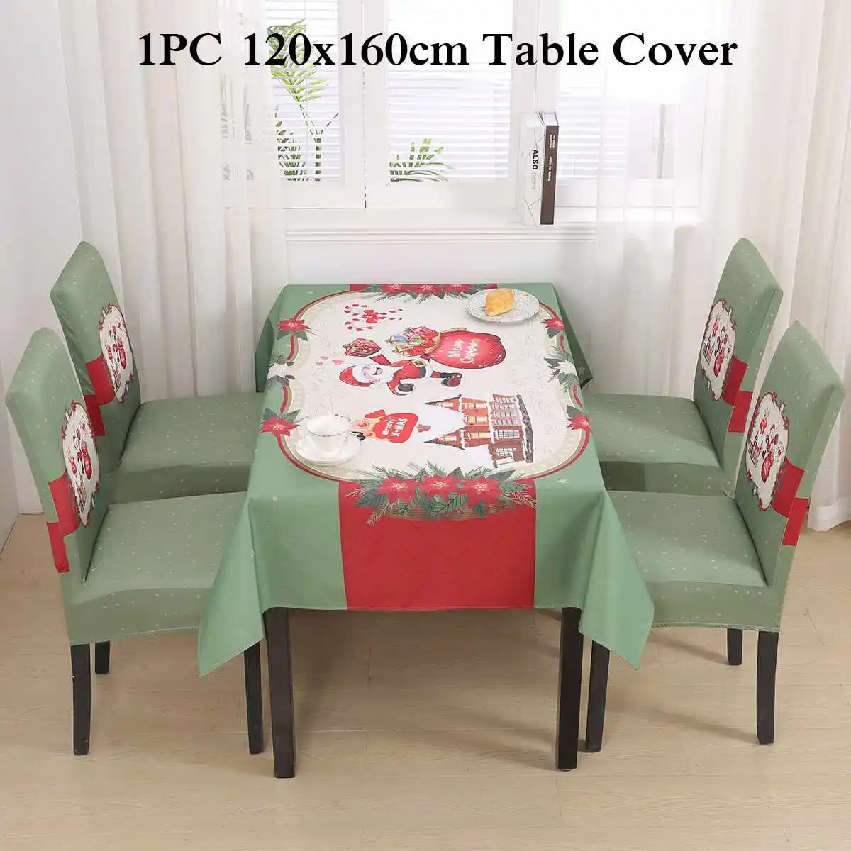 

1pc Tablecloth or 4pc Chair Cover Chair Seat Cover Rectangle and Square Table Cover for Christmas Party Banquet