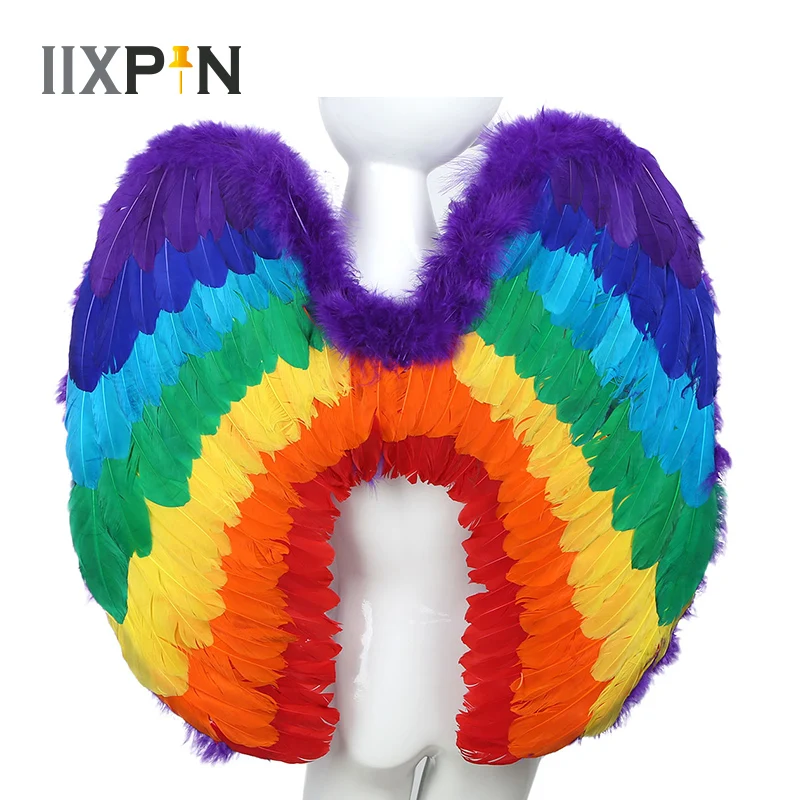 Радужные складные крылья сказочного ангела перо для косплея реквизит фотосессии