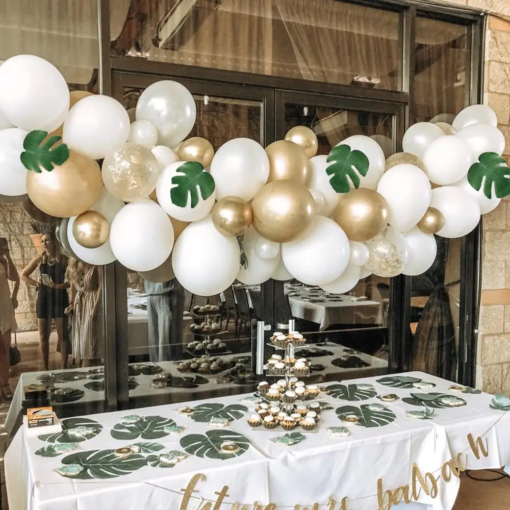 

QIFU White Gold Metal Balloon Chain Set Happy Birthday Party Decor Kids Latex Air Balls Wedding Party Supplies Babyshower