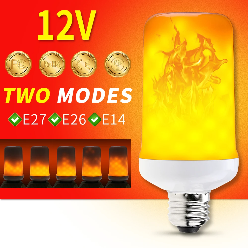 

NEW E27 Flame Led Light 12V Ampoules Led Flamme Effect Flickering Fire Light Bulb E14 LED Corn Lamp Decoration Dynamic Burning
