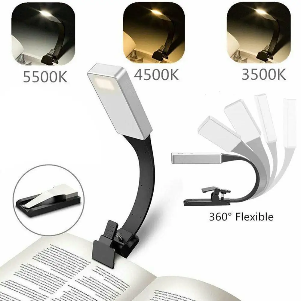 

USB Rechargeable LED Book Light Flexible Clip On Book Lighting Household Supplies For Reading Light Night O2Z0