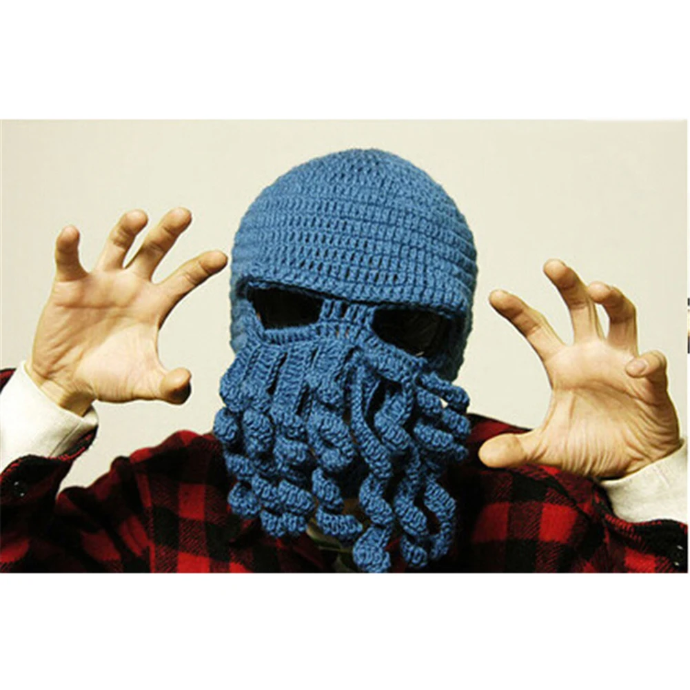 

Winter Warm Windproof Fun Knitted Hat Personalized Octopus Beard Beanie Universal Woolen Ski Hat