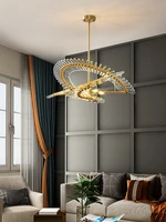 postmodern luxury led crystal chandelier nordic creative living room hanging lights hotel decor lamps restaurant round lighting