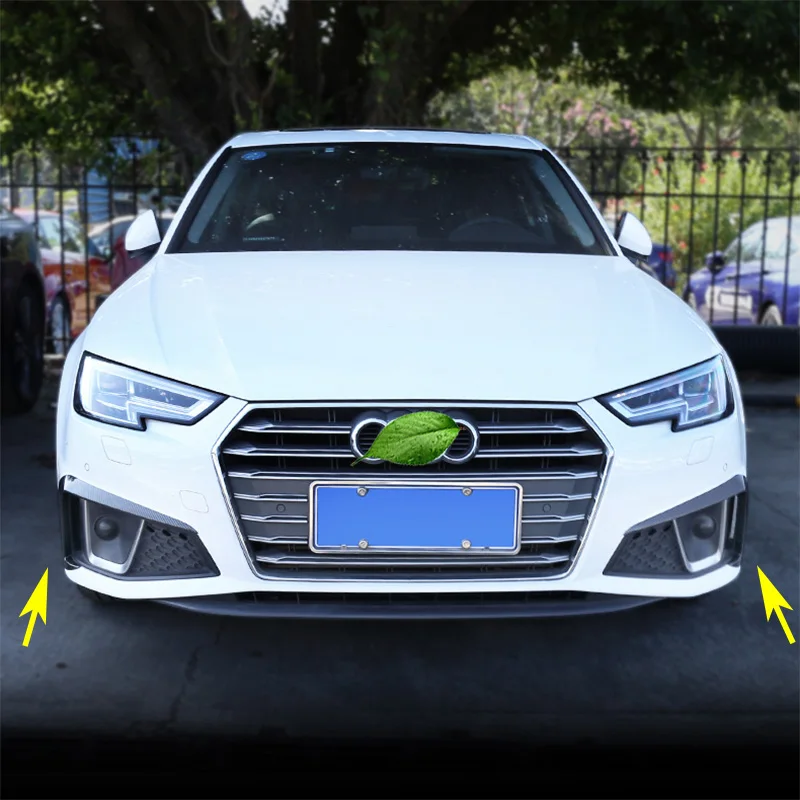 Online Hiasan Mobil Untuk Audi A4 B9 2017-2019 Spoiler Bumper Depan Pisau Udara Lampu Kabut Penutup Stiker Serat Karbon Aksesori Eksterior