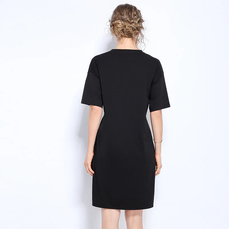 Летнее платье размера плюс 2020 женское черное повседневное Свободные корейские