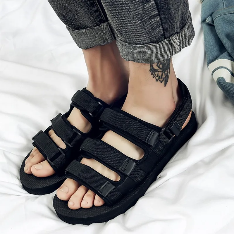 Летние модные женские сандалии COSMAGIC 2021 пляжные черные с липучкой легкие на