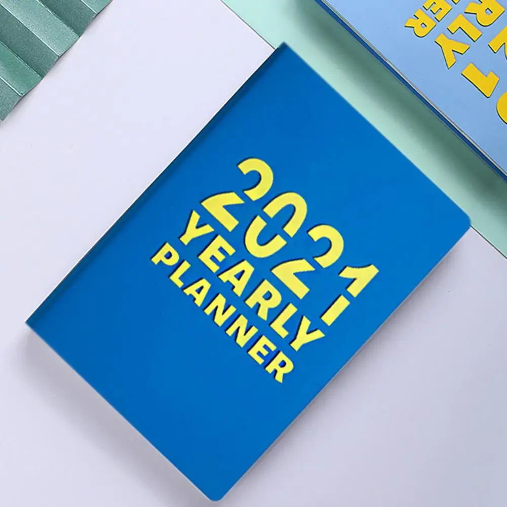 

Portable 2021 English Calendar Work Plan Meeting Notepad Faux Leather Notebook