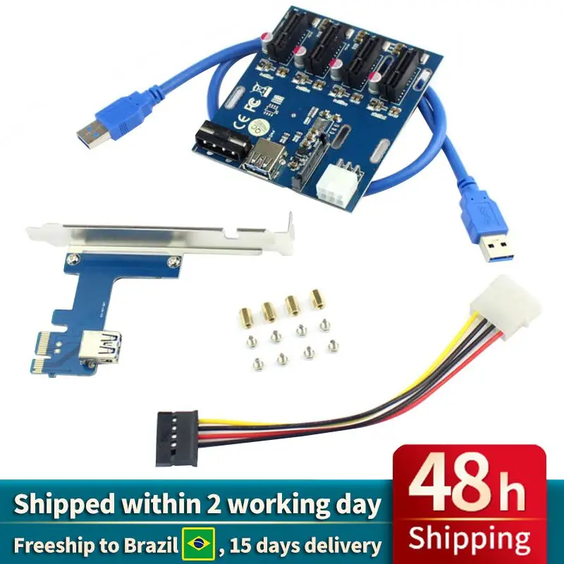 XT-XINTE PCIe to PCI Express 1to 4 Slot Riser Card Mini ITX External PCI-e Adapter Port Multiplier for Miner BTC | Компьютеры и офис