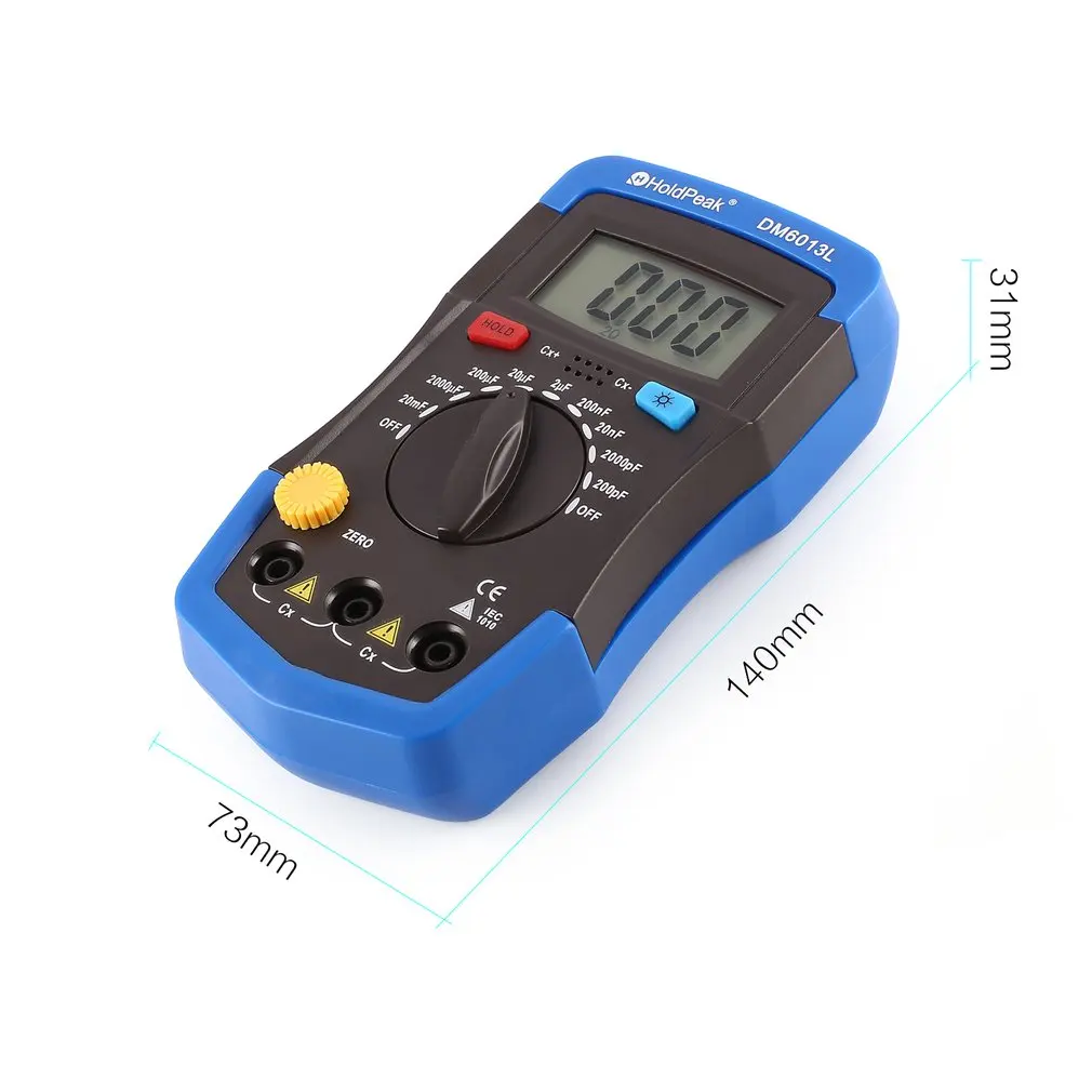 

DM6013L Portable Handheld Digital Capacitance Capacitor Meter 1999 Counts Tester 200pF~20mF Data Hold Backlight